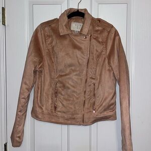 Beige Faux Leather Jacket